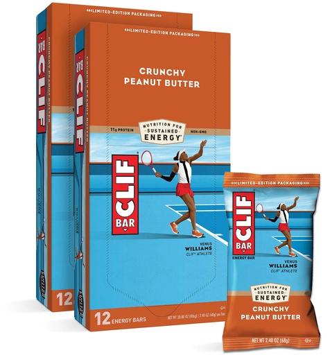 [BRSWIYYOOQNRAC3C] CLIF BARS - Energy Bars - Crunchy Peanut Butter - Made with Organic Oats - Plant Based Food - Vegetarian - Kosher (2.4 Ounce Protein Bars, 24 Count) Packaging May Vary