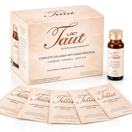 [BRSW2BINOIFRUHQ6] TAUT Marine Collagen Drink & Face Mask – 13,000mg Hydrolyzed Collagen Protein with Hyaluronic Acid for Youthful, Radiant Skin – Includes 15 Bottles and 5 Masks (30-Day Supply)
