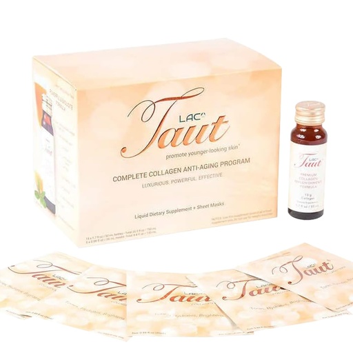 [BRSW2BINOIFRUHQ6] TAUT Marine Collagen Drink & Face Mask – 13,000mg Hydrolyzed Collagen Protein with Hyaluronic Acid for Youthful, Radiant Skin – Includes 15 Bottles and 5 Masks (30-Day Supply)