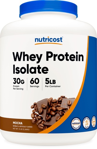 [BRSWGEAFOYORSC3U] Nutricost Whey Protein Isolate (Mocha) 5LBS - Gluten Free & Non-GMO
