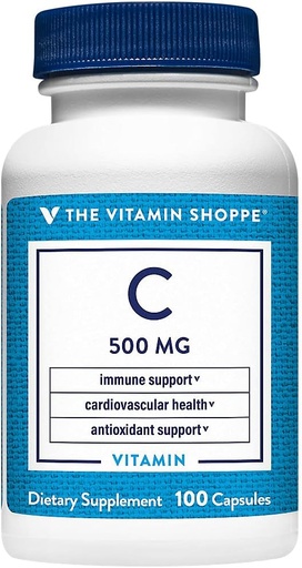 [BRSWIYTYOEDRC2YV] The Vitamin Shoppe Vitamin C 500MG, Antioxidant That Supports Immune and Cardiovascular Health (100 Capsules)