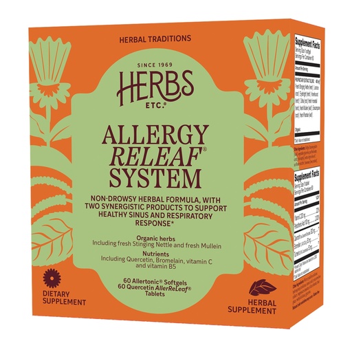 [BRSWIYY4DIGWA2Y3] Herbs Etc. Allergy ReLeaf System - Natural Allergy Support for Overall Seasonal Comfort - Non-Drowsy Formula - Fresh Mullein & Organic Eyebright - 60 Count (60 Servings)