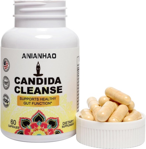 [BRSRAAI6OYCWODTG] Candida Cleanse with Natural Herbs and Probiotics, Oregano Leaf, Wormwood, Caprylic Acid, Black Walnut