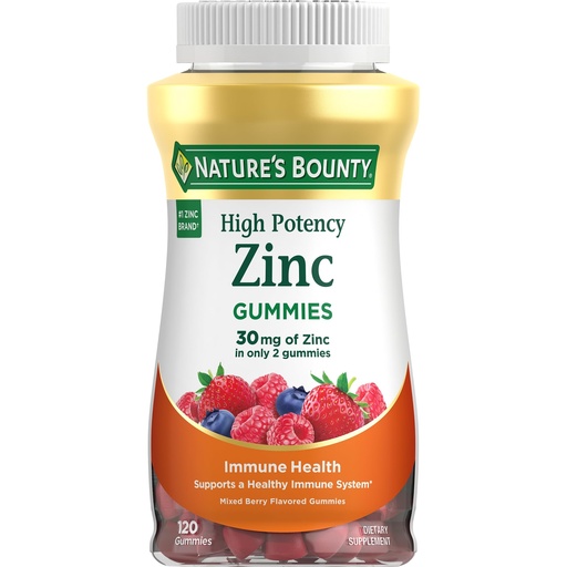[BRSWYGQZA4HWCE3H] Nature’s Bounty Zinc Gummies, Immune Support Gummies, Supports Skin & Antioxidant Health, Mixed Berry, 30mg, 120 Count