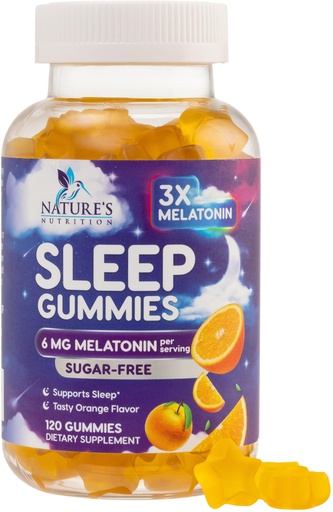[BRSWYAIBCEGWEHIV] Melatonin Sleep Gummies - Melatonin 6mg Per Serving - Sugar-Free Melatonin Gummy for Adults - Extra Strength Sleeping Gummy Supplement - Supports Restful Sleep - Tasty Orange Flavor - 120 Gummies