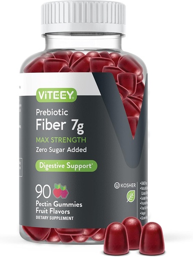 [BRSW2HADCIFBYDL3] Viteey Prebiotic Fiber Gummies for Adults, 7g - Gut Health & Digestive Soluble Fiber Supplement Gummies - Zero Sugar Added, Vegan, Gluten-Free - 90 Count