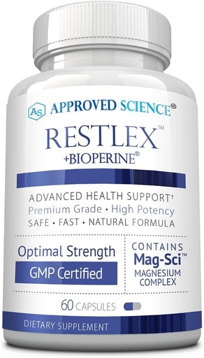 [BRSWYGI3CENQOC3U] Approved Science Restlex - 420 mg Magnesium Glycinate Blend, L-theanine 200 mg - 60 Capsules