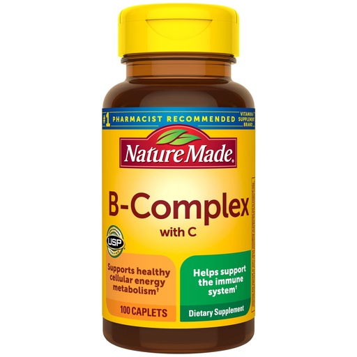 [BRSWIYYOPJ5AICI3] Nature Made B Complex Supplement, Vitamin B Complex With Vitamin C for Immune System Support, 100 Caplets, 100 Day Supply