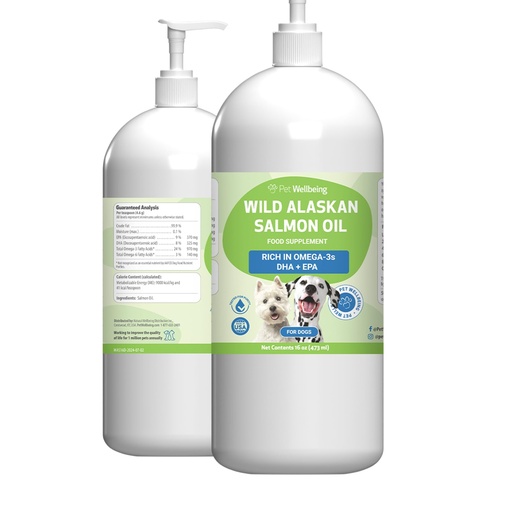 [BRSWGHATOFYBYCTK] Pet Wellbeing Wild Alaskan Salmon Oil for Dogs - Omega 3 Fish Oil with EPA & DHA, Skin, Coat, Joint & Heart Health - NASC Certified & Vet Formulated - 16 oz Pump Bottle