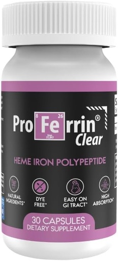 [BRSWYZL4OYMA2YLP] Proferrin Clear 30ct | GI トラクト | ナチュラル、NSF 認定、染料 無料