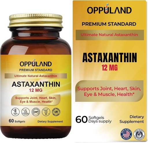 [BRSRAZD5DFYWOF3F] Astaxanthin 12mg | 60 Softgels | Supports Joint, Heart, Skin and Muscle Health