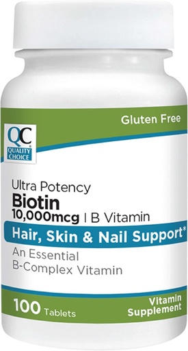 [BRSRMGT7DIIQMGTO] Qualität Wahl Biotin 10.000 mcg + B Tablets 100 Count Ultra Potency Nail, Haut, &amp; Haarunterstützung