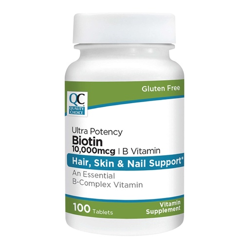 [BRSRMGT7DIIQMGTO] Quality Choice Biotin 10,000 mcg + B Tablets 100 Count Ultra Potency Nail, Skin, & Hair Support