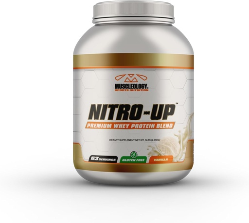 [BRSWGYI3BYIG2ADH] MUSCLEOLOGY Nitro-Up Гідролізований Whey Isolate протеїн, занурений BCAAs, EAAs і травлення ферментів (Vanilla, 5 фунт)