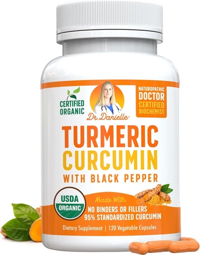 [BRSWIGQCOUHRGED6] Organic Turmeric Curcumin with Black Pepper Extract 2000mg - High Absorption Ultra Potent Supplement - 95% Curcuminoids - Vegan, Non GMO - 120 Capsules
