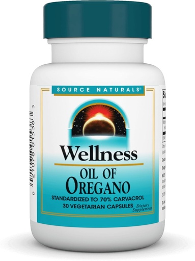 [BRSWIY35BN5BO33A] Source Naturals Wellness Oil of Oregano - Standardized to 70% Carvacrol - 30 Vegetarian Capsules