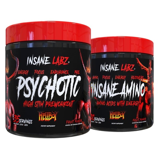 [BRSWYZIHOBYGOFDG] Insane Labz Hellboy Bundle, Psychotic Hellboy Pre Workout and Insane Amino BCAA, Increase Muscle Mass, Strength, Focus and Recovery Time, Fruit Punch
