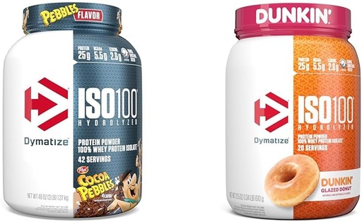 [BRSROCQPORYQ2GTH] Dymatize ISO100 Hidrolized Proteine Powder, 100% Whey Izolate, 25g de proteine, 5,5g BCAAs & ISO100 Hidrolized Proteine Powder, 100% Whey Izolate, Dunkin' Glazed Donut Flavor