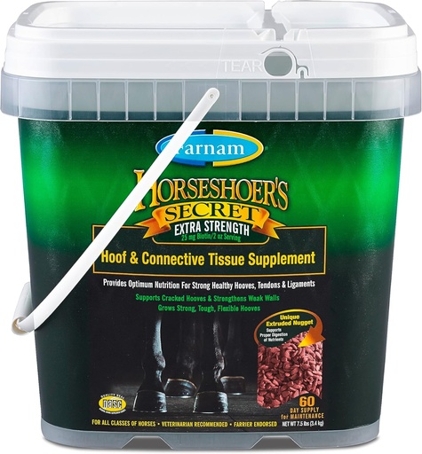 [BRSWKZT3BYMQEEDA] Farnam Horseshoer's Secret Extra Strength Hoof Supplements & Connective Tissue Supplement, Promotes Strong, Healthy Hooves, Tendon & ligaments, 7.5 lbs, 60 Day Supply