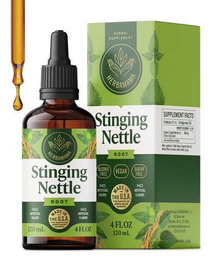 [BRSWYEARAF4AAHTG] HERBAMAMA Stinging Nettle Tincture - Vegan Urinary Tract Support with Stinging Nettle Root Extract - Non-GMO, Alcohol & Sugar-Free Urtica Dioica Supplement - 84-Day Supply