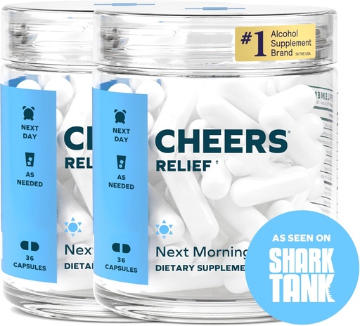 [BRSROYANC4NRS2TO] Cheers Relief | Next Morning Aid with Ginger + White Willow Bark | Feel Better After Drinking | 24 Doses | Ginger, White Willow Bark, L-Theanine, Caffeine