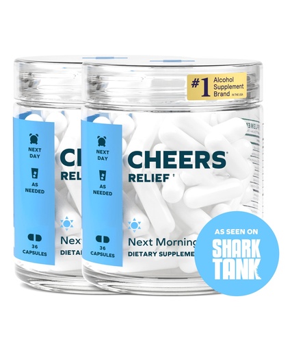 [BRSROYANC4NRS2TO] Cheers Relief | Next Morning Aid with Ginger + White Willow Bark | Feel Better After Drinking | 24 Doses | Ginger, White Willow Bark, L-Theanine, Caffeine