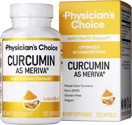 [BRSWGAQDOIPAA3Q4] Physician's CHOICE Curcumin Meriva 500 - Clinically Studied - Better Absorption Than Ordinary Turmeric Curcumin Supplements - Scientifically Researched Joint Support - 120 Capsules