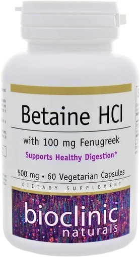 [BRSWKHD5B54RUETC] Bioclinic Naturals - Betaine HCL met Fenegriek 60 Veggie Capsules by Bioclinic Naturals