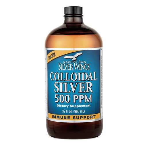 [BRSWIYQ5CIAWOYA3] Natural Path Silver Wings Colloidal Silver 500ppm (2,500mcg) Immune Support Supplement 32 fl. oz.