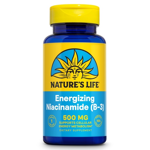[BRSWIYT3OMABECTO] Nature's Life Energizing Niacinamide 500mg - No Flush Vitamin B 3 Niacin Supplement - Nerve Function, Metabolism and Healthy Energy Support - 60-Day Guarantee, Lab Verified, 100 Servings, 100 Tablets