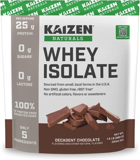[BRSRAGDYCMHAI3IU] Whey Isolate | Chocolate | 25g Protein | Grass fed | No Artificial Ingredients | Only 5 Ingredients | Fast Absorption | See the Test Results | 0g Lactose | Gluten Free | Non GMO | 1.5lb | 22 servings