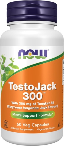 [BRSWIHAQOB4RACI7] NOW Foods Supplements, TestoJack 300™ with 300 mg of Tonkat Ali (Eurycoma longifolia Jack Extract), 60 Veg Capsules