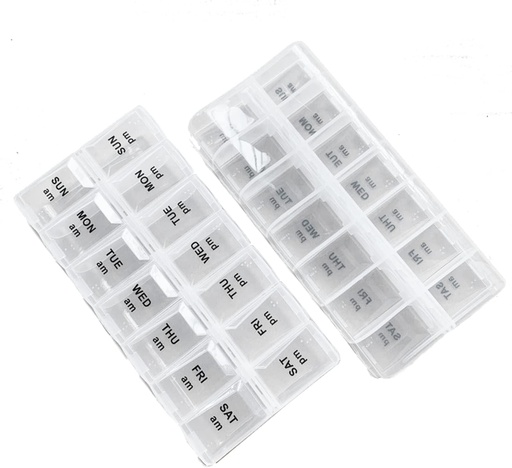 [BRSRM2QNO4OWY23V] 2 Pack OPP Clear Daily Pill Box Organizer, Weekly Pill Organizer 2 Times a Day for Pills, Supplements and Medication, Am Pm Pill Organizer 7 Day, Pill Box 7 Day - 6.7 x 3.2 x 1 inch