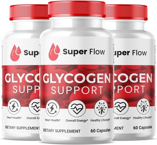 [BRSRAAQHBMFGMYLF] (3 pakkaus) Super Flow Glycogen, SuperFlow Glycogen tukikapselit, Glyco Optimizer Formula, Natural Blood Alves Cleaner, Premium Super Flow Glycogen Support (180 kapselia)