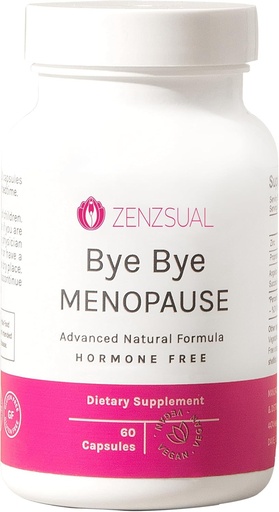 [BRSWYCQHPMNBSF32] ZENZSUAL Adiós Menopause con Melatonina – Soporte natural de la menopausia para las mujeres – Flashes calientes, sudaderas nocturnas, equilibrio hormonal y sueño retorcido – Vegan, suplemento de menopausia libre de estrógeno – 60 cápsulas
