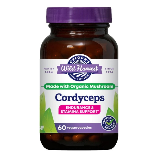 [BRSWIYTYOUIROHQ7] Oregon's Wild Harvest Cordyceps Organic Mushroom Herbal Supplement (Freeze-Dried) | Endurance and Stamina Support, 60 Count