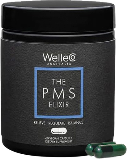 [BRSW2CYKAQCQOYA7] WelleCo The PMS Elixir Premenstrual Support Supplement for Women, Magnesium and Ashwagandha Capsules with Iron, Iodine, Broccoli Sprouts, Vitex, Chromium & B Vitamins, Vegan & Gluten Free, 60 Capsules
