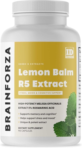 [BRSWKFQHO4BAYFAZ] Brain Forza Lemon Balm R5 Extract Capsules - Standardized Extract 5% Rosmarinic Acid, 90 Capsules