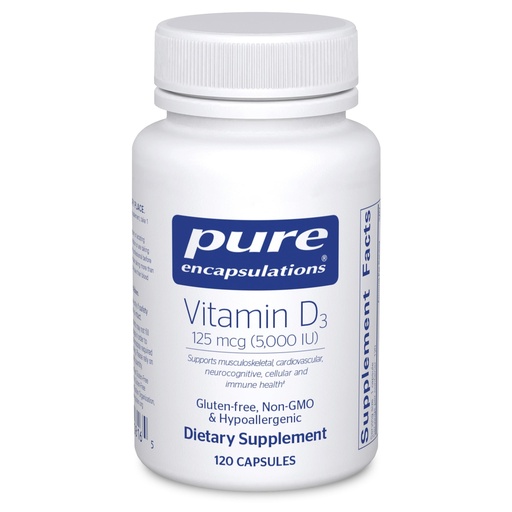 [BRSWIY36CJYGAYLY] Pure Encapsulations Vitamin D3 125 mcg (5,000 IU) - Supplement to Support Bone, Joint, Breast, Heart, Colon, and Immune Health* - with Vitamin D - 120 Capsules