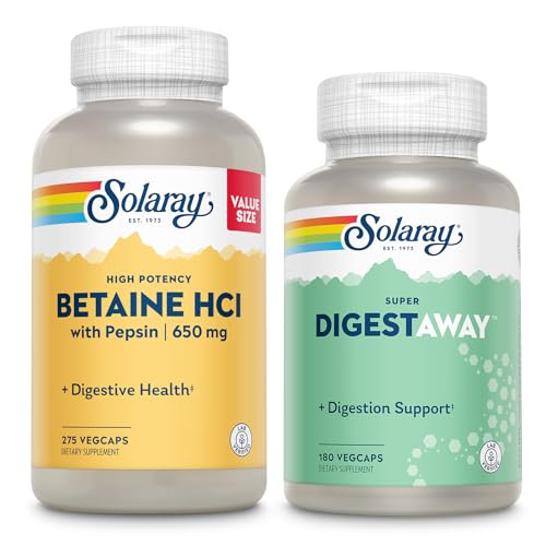 [BRSRMYDYDEMW2EIU] SOLARAY Betaine HCl with Pepsin and Super Digestaway - Digestive Health Bundle
