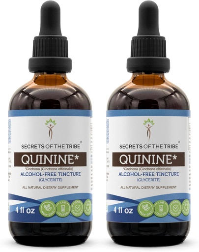 [BRSWGEAEB4HBSHT2] Secrets of the Tribe Quinine Tincture Alcohol-Free Liquid Extract, Quinine (Cinchona officinalis) Dried Bark (2x4 FL OZ)