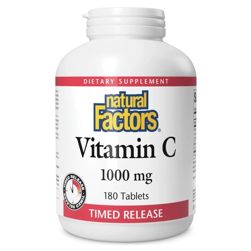 [BRSWIZYZOMHBA3A3] Natural Factors Vitamin C Time Release - Daily Vitamin for Immune Health & Antioxidant Support - Non-GMO, Gluten-Free & Dairy-Free - 180 Tablets (180 Servings)