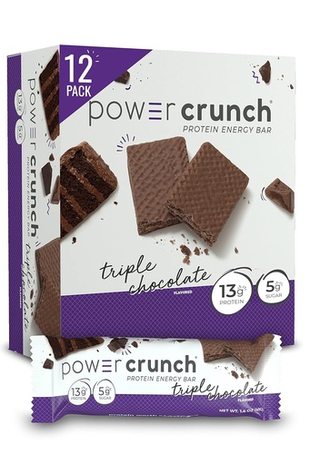 [BRSWIYQPCEOBSG3G] Power Crunch Protein Wafer Bars, High Protein Snacks with Delicious Taste, Triple Chocolate, 1.4 Ounce (12 Conde)