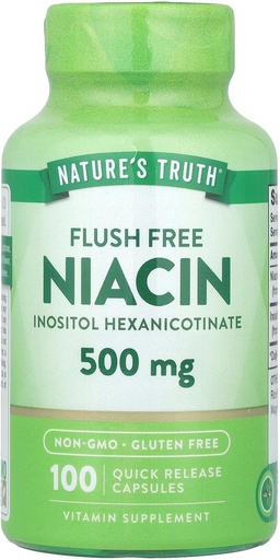 [BRSWICYLBQOR2ELA] La verdad de la naturaleza Flush Free Niacin 500 mg 100 Caps, 100 Cuenta