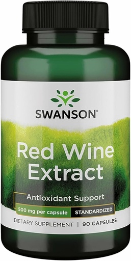 [BRSWIYY5BMPWA2DA] Swanson Red Wine Extract 500 Milligrams 90 Capsules