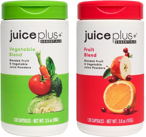 [BRSWIBQKOQFRY3TO] JuicePlus + Fruit and Plant Blend: for Solid Nutritional Foundation - Boost Family 's Health med 20 Frugt & Veggies Plus Plant Nutrients - Prepacked 2 Flasker (60 Servering af frugt, 60 af Veg)