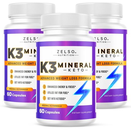 [BRSW2CAYOVYBAYIV] ZELSO (3 Pack) K3 Mineral Weight Loss Pills for Women and Men, K3 Mineral Pills - K3 Salt Mineral, Vitamin + K3 Capsules Supplement for Keto Weight Loss - 3 Months Supply