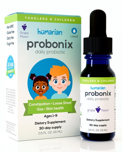 [BRSWKYAMOMOAEELY] Probonix Humarian for Kids Aged 1-9 Years Old - High Bioavailability Liquid Probiotics - Superior 8-Strain Probiotic Drops to Fortify Gut Health, Immunity & More - 30-Day Supply, Tasty Grape Flavor
