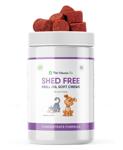 [BRSWKHYRB4CWO33L] Krill Oil Shed-Free Soft Chews for Dogs - Reduce Shedding & Itching - Rich in Omega 3 & Antioxidants - Improves Skin & Coat - Made in USA - 60 Soft Chews
