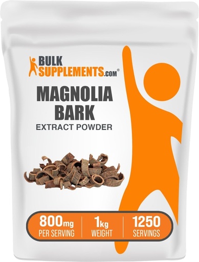 [BRSWKHYQCB5B6GDL] BulkSupplements.com Magnolia Bark Extract Powder - Magnolia Officinalis, Magnolia Bark Supplement, Magnolia Extract - Gluten Free, 800mg per Serving, 1kg (2.2 lbs) (Pack of 1)